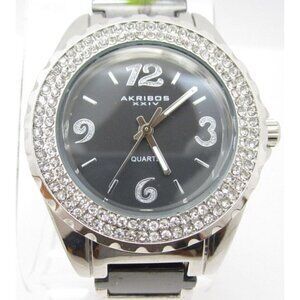 Women Akribos XXIV Crystal Cermaic Quartz WR Analog 42mm Dial Round Watch (G298)